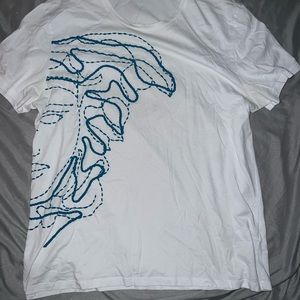 Xxl Versace half Medusa head teal stitching on a white T-shirt Authentic